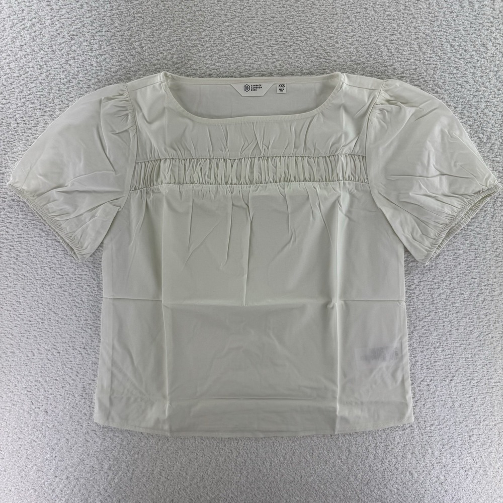 Candace Cameron Bure Poplin Ballet Neck Blouse Top New Day White XXS